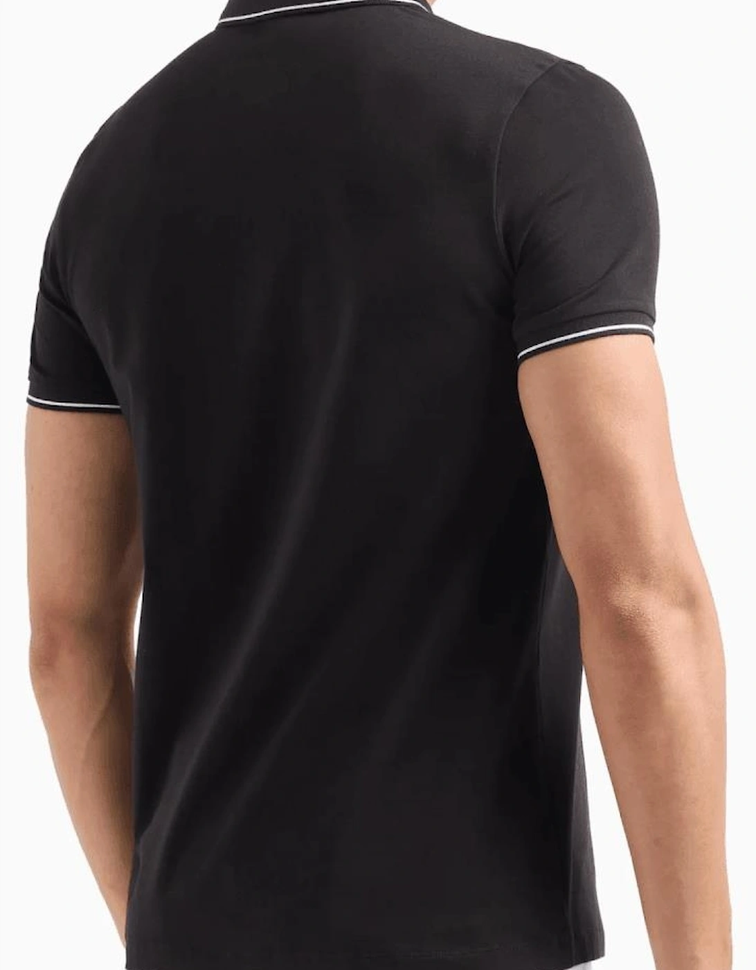Cotton Printed Logo Black Polo Shirt