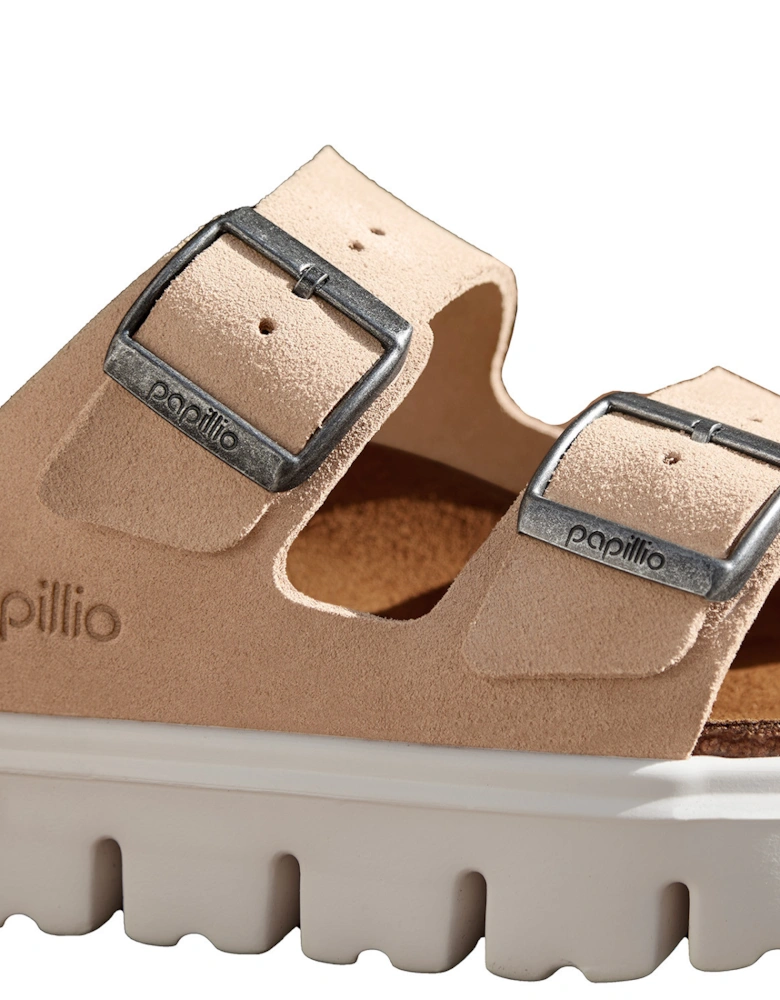Birkenstock Paillio Womens Arizona Suede Leather Pap Chunky Sandals (Sand)
