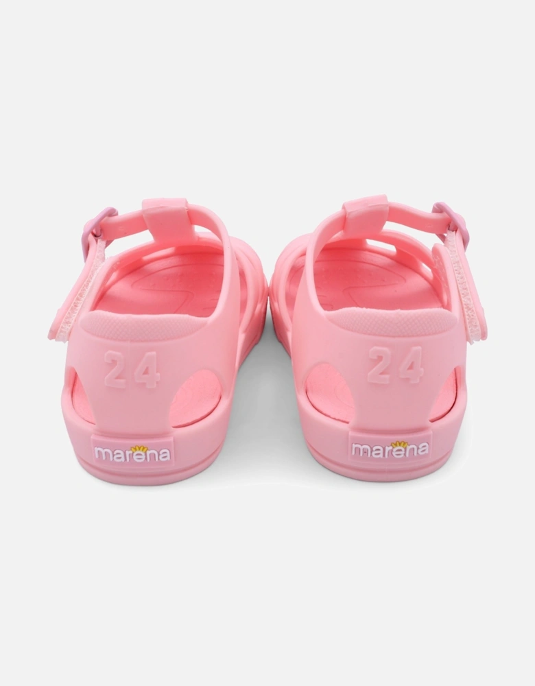 Pink Matte Velcro Strap Sandals