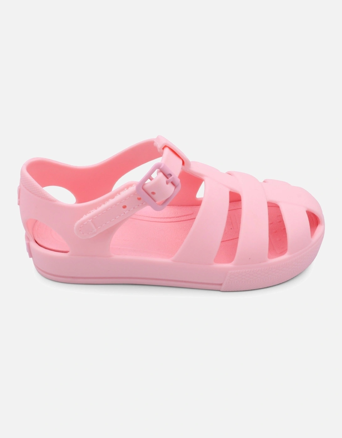 Pink Matte Velcro Strap Sandals