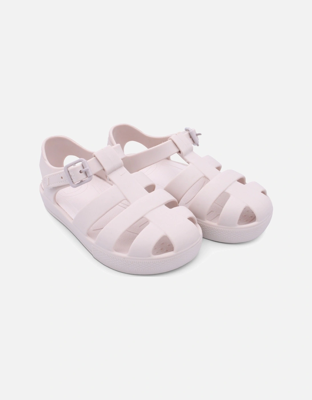 Beige Matte Velcro Strap Sandals, 5 of 4