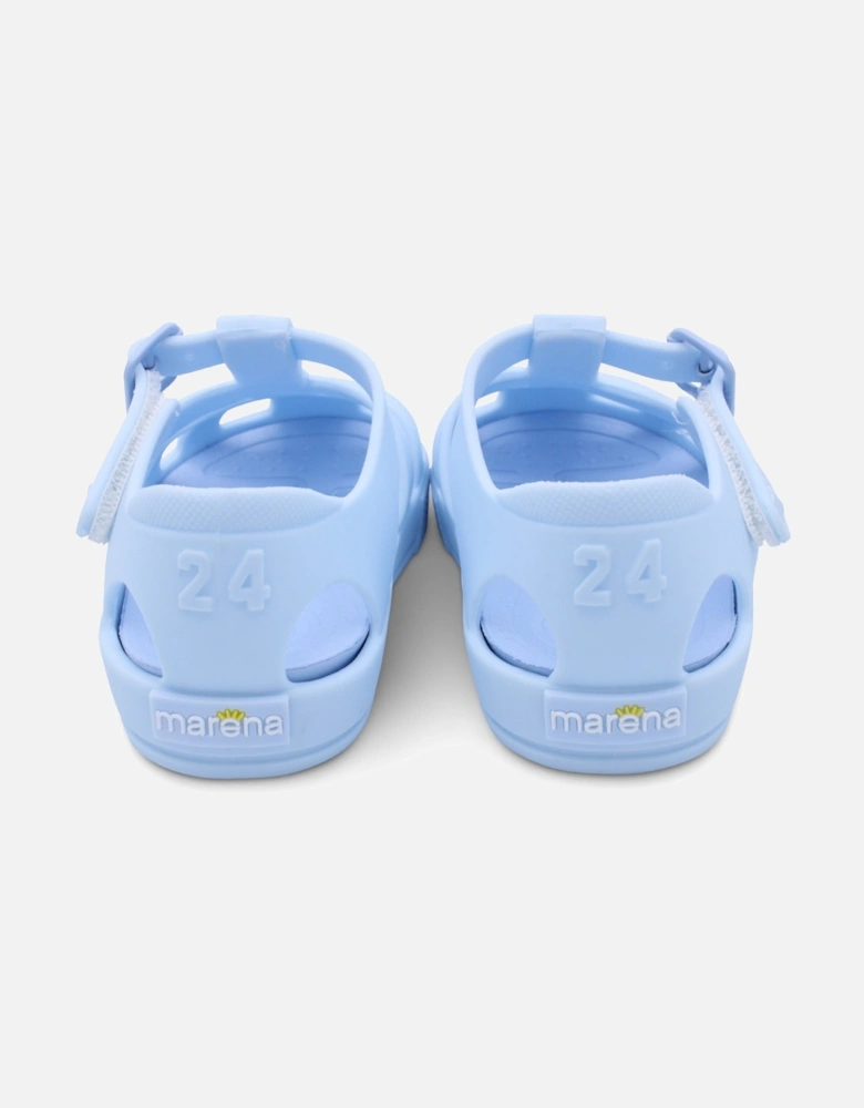 Blue Matte Velcro Strap Sandals