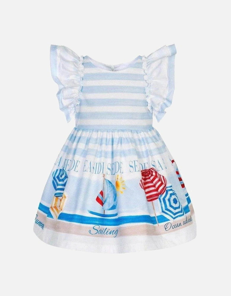 Girls Blue & White Stripe Dress