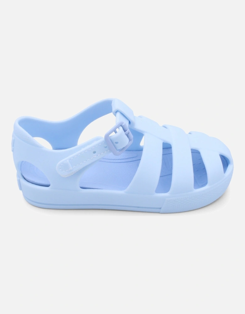 Blue Matte Velcro Strap Sandals