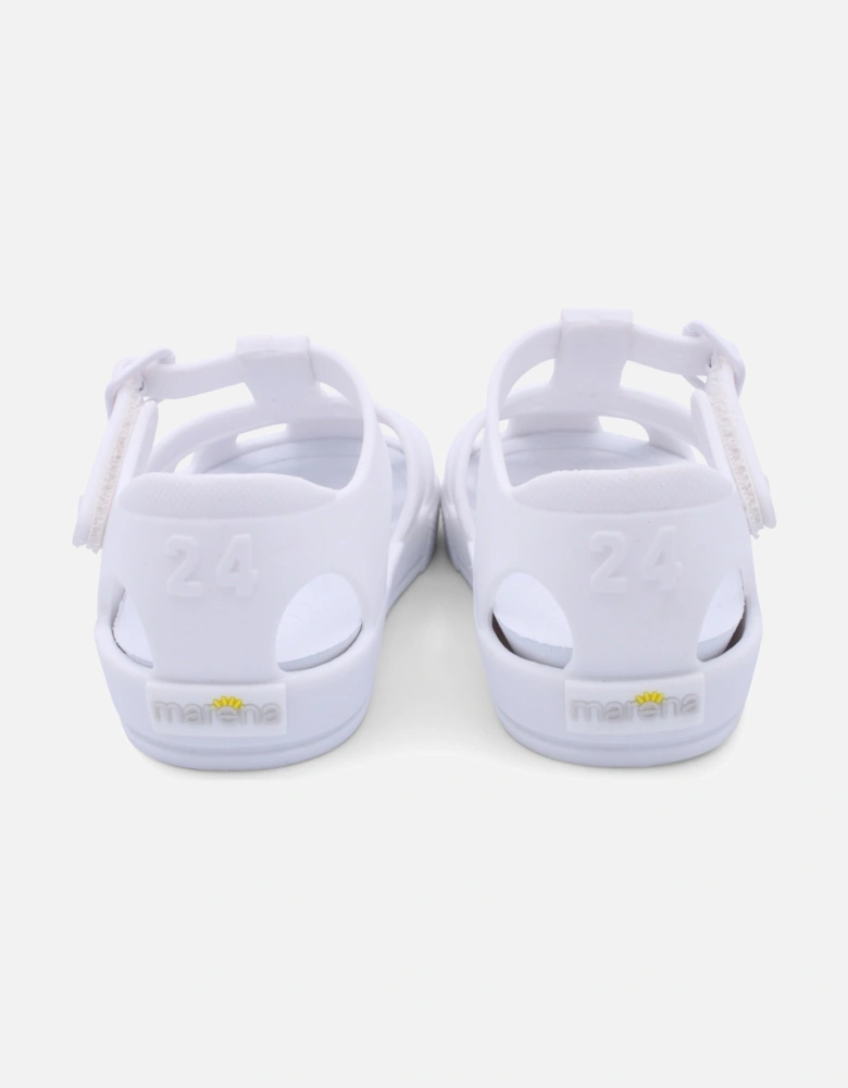 White Matte Velcro Strap Sandals