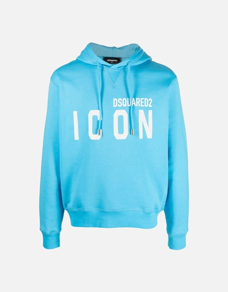 Icon Logo Printed Hoodie in Blue