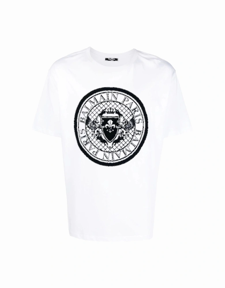 Flocked Coin T-Shirt in White