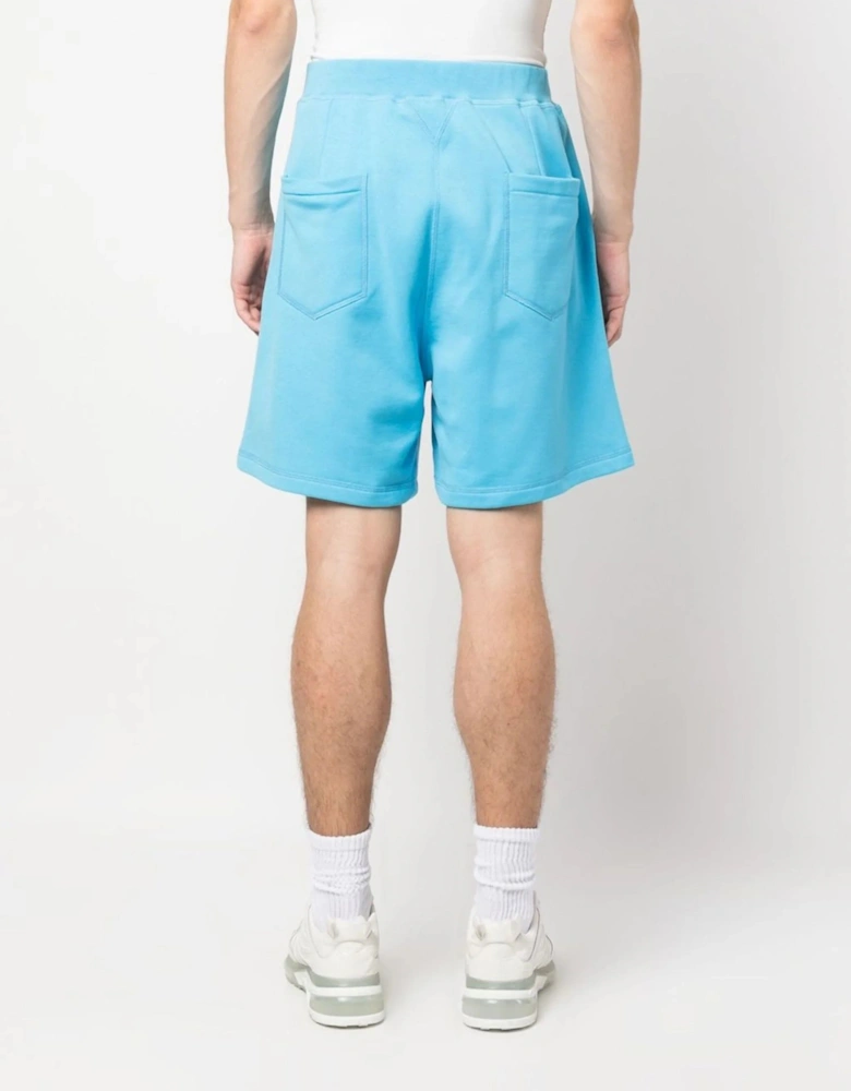 Icon Logo Printed Cotton Shorts in Blue