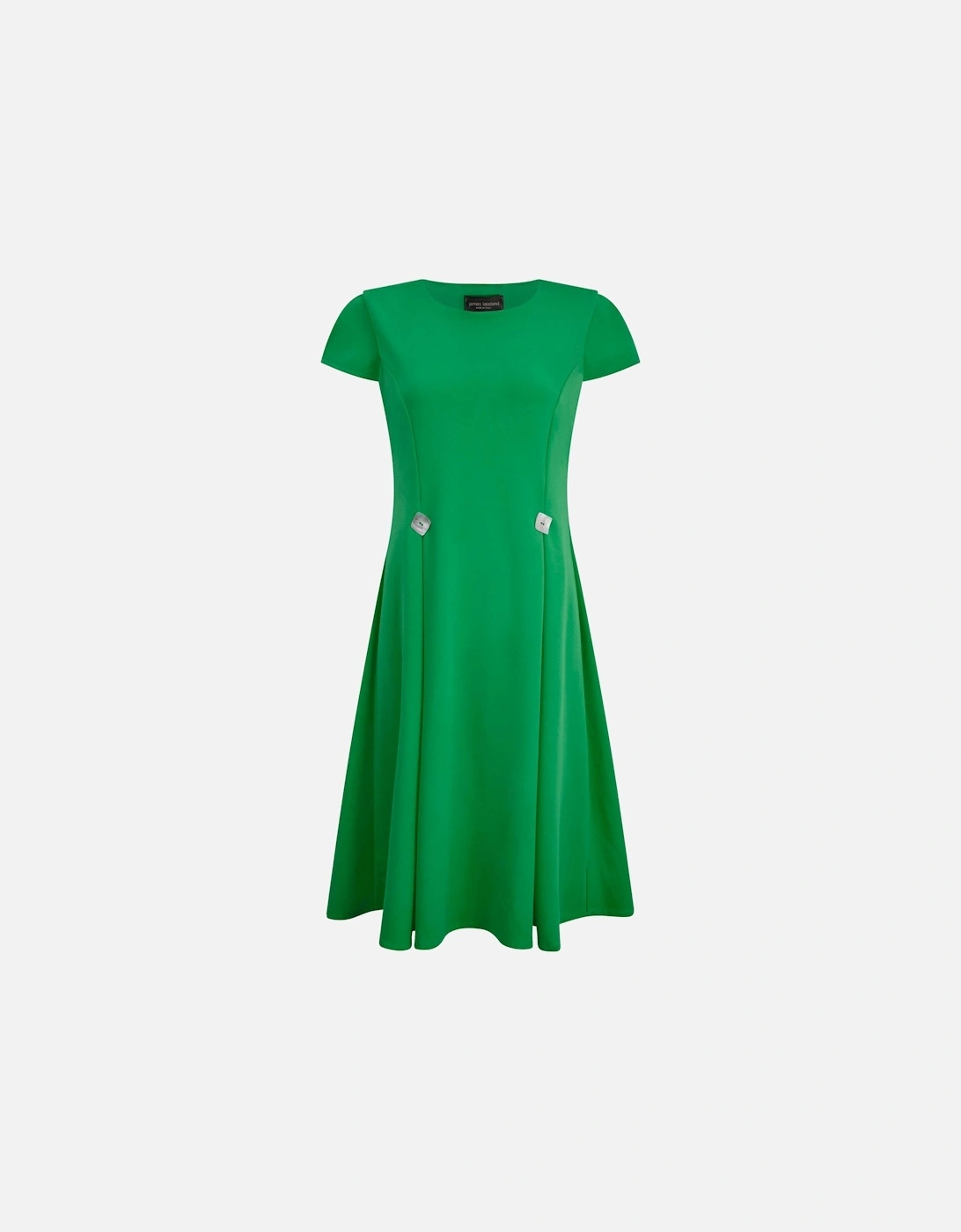 Cap Sleeve Button Midi Dress Green