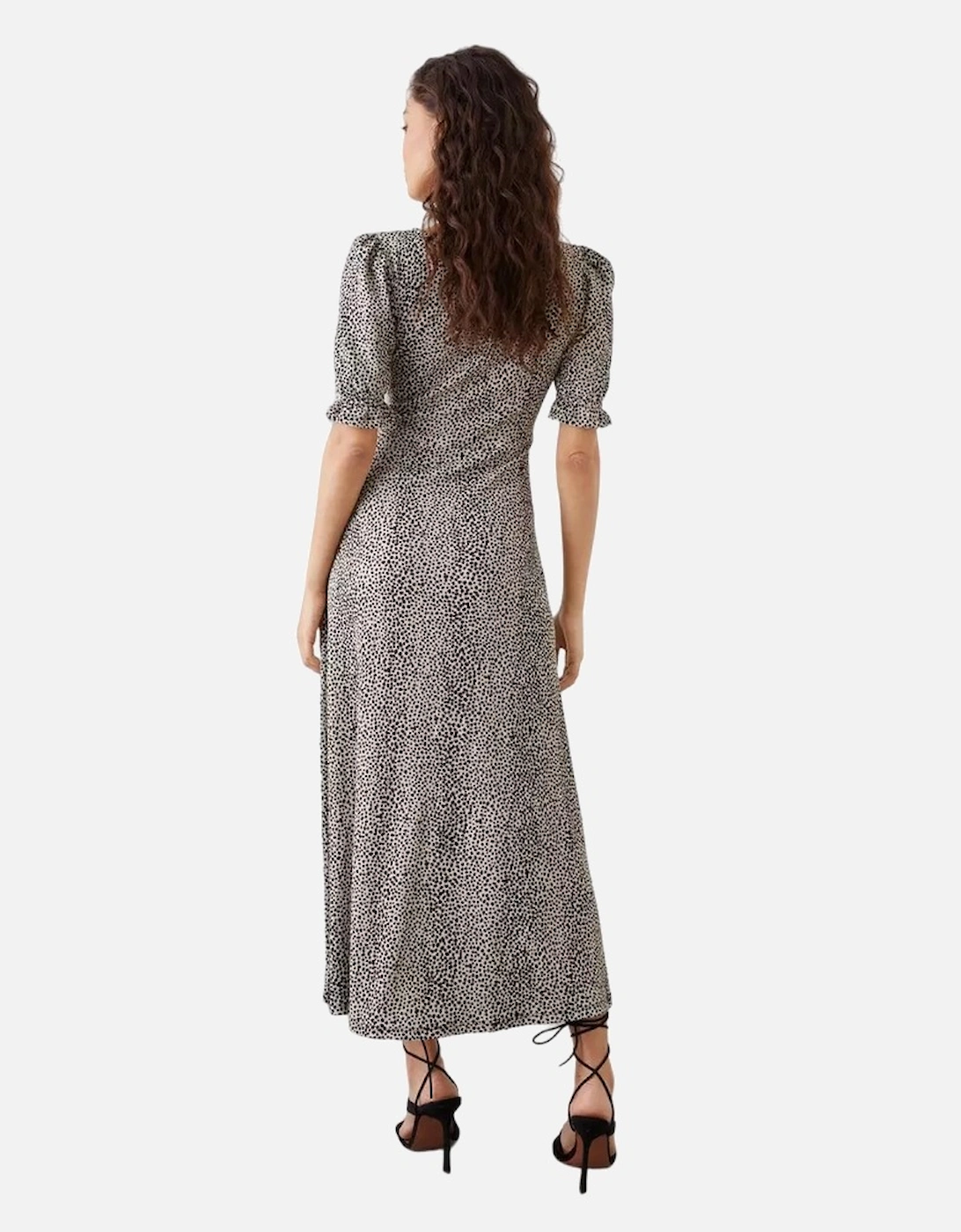 Womens/Ladies Spotted V Neck Petite Midi Dress