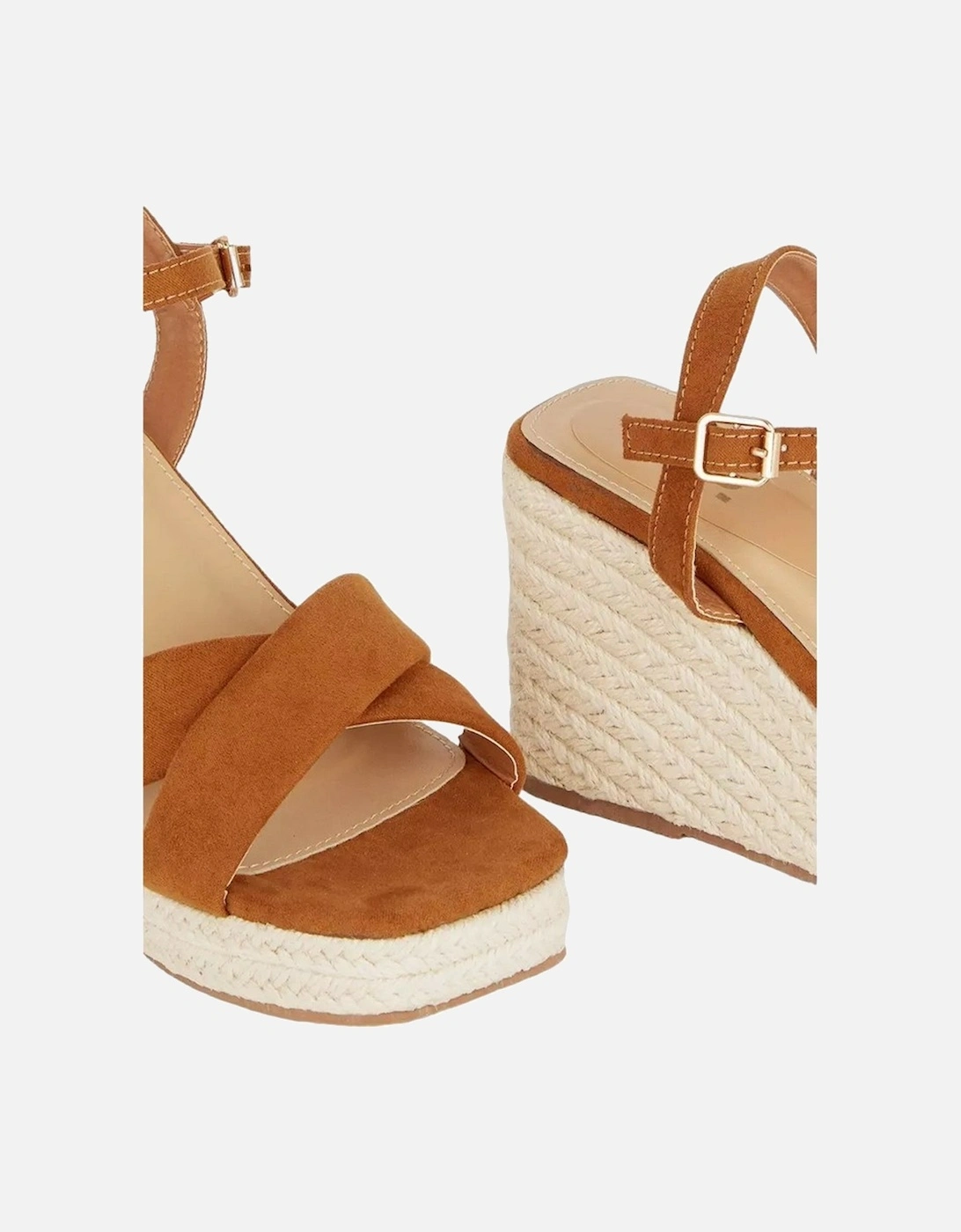 Womens/Ladies Rose Crossover Strap Wedge