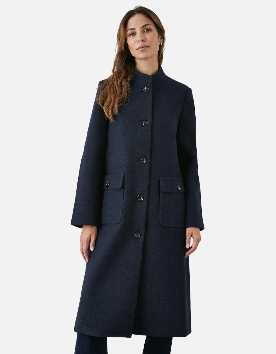 Womens/Ladies Button Collarless Coat, 5 of 4