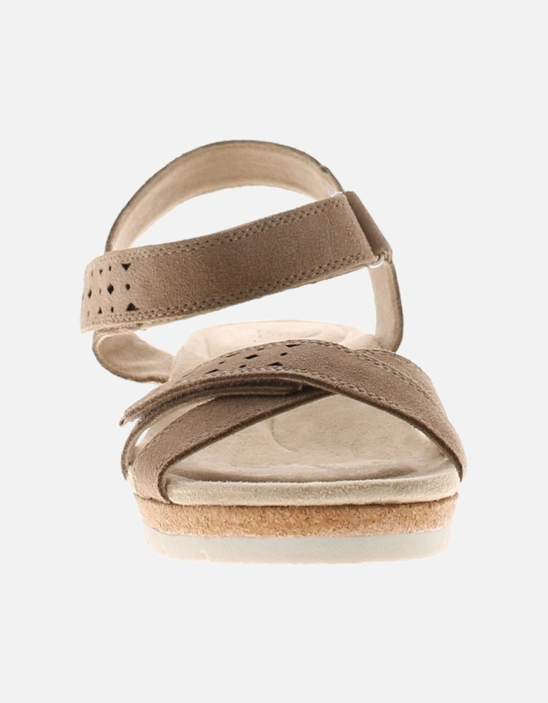 Free Spirit Womens Sandals Low Wedge Kit Touch Fastening taupe UK Size