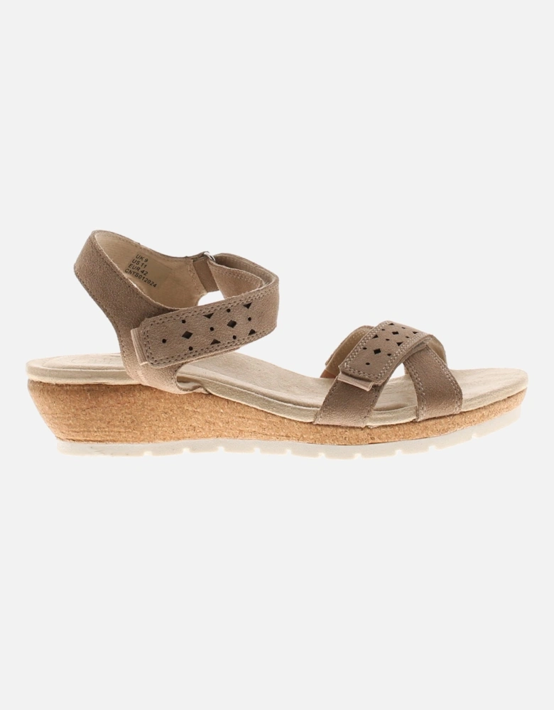 Free Spirit Womens Sandals Low Wedge Kit Touch Fastening taupe UK Size