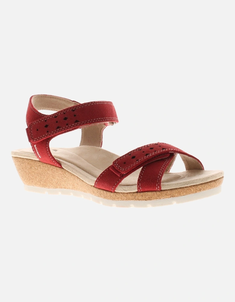 Free Spirit Womens Sandals Low Wedge Kit Touch Fastening red UK Size