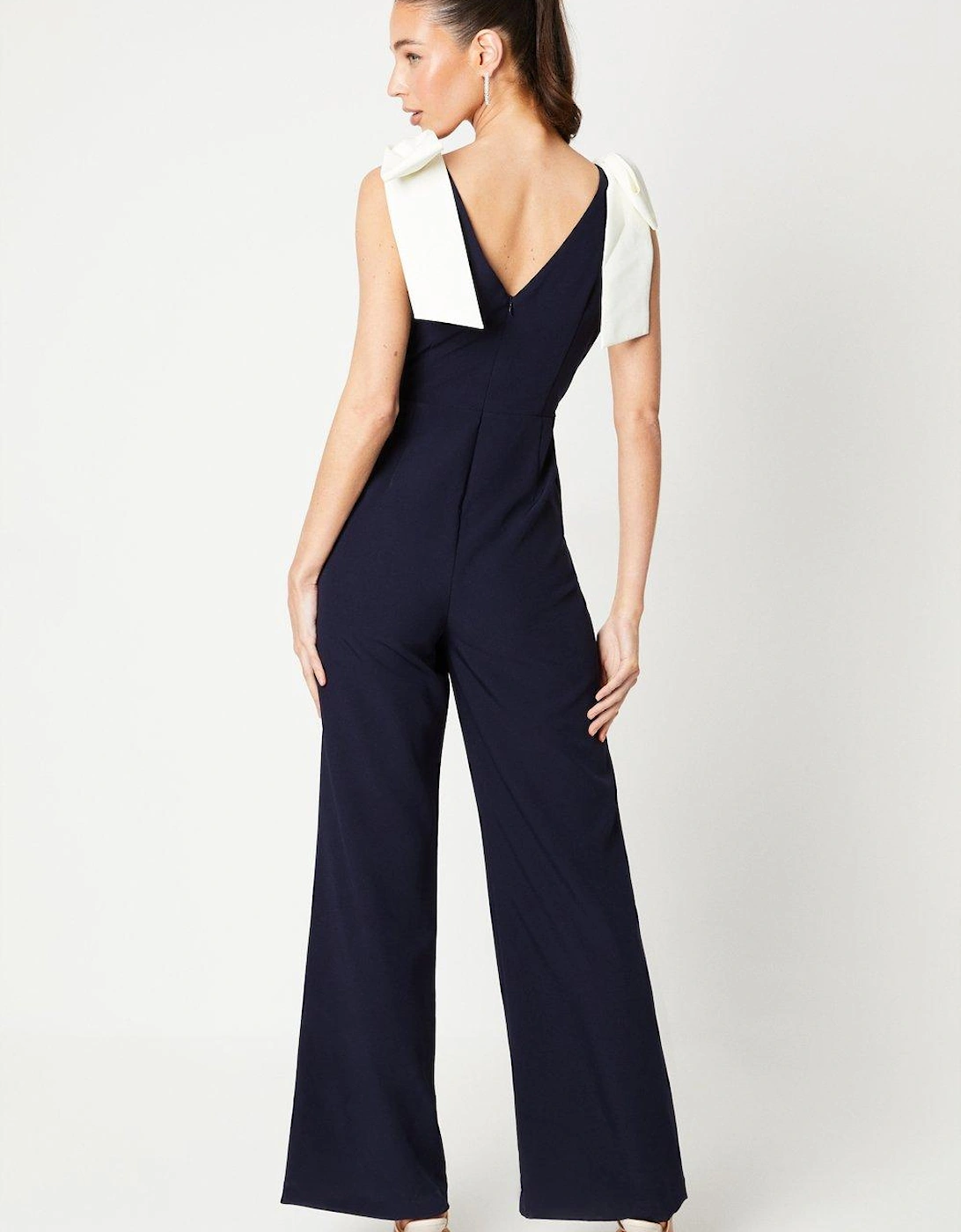 Jumpsuit With Contrast Bow Shoulders