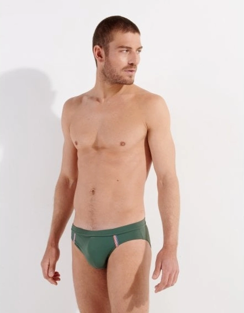 Nautical Cup Swim Mini Brief, Khaki Green