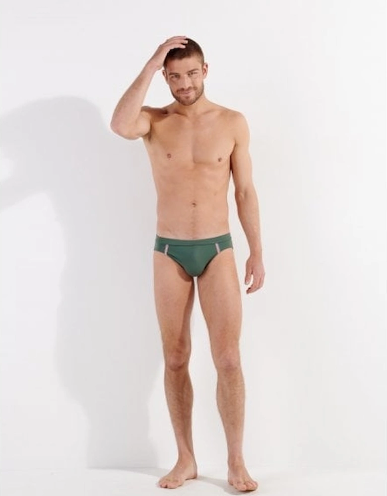 Nautical Cup Swim Mini Brief, Khaki Green