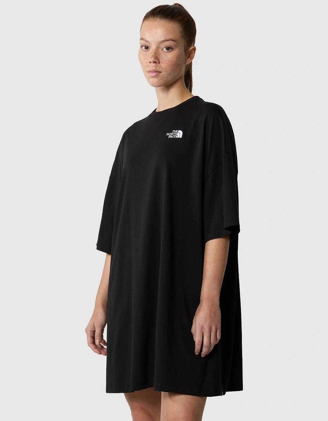 Women's Short Sleeve Simple Dome Tee Dress - Black, 2 of 1