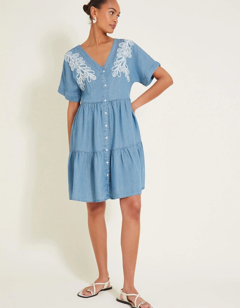 Lacy Embroidered Dress - Blue
