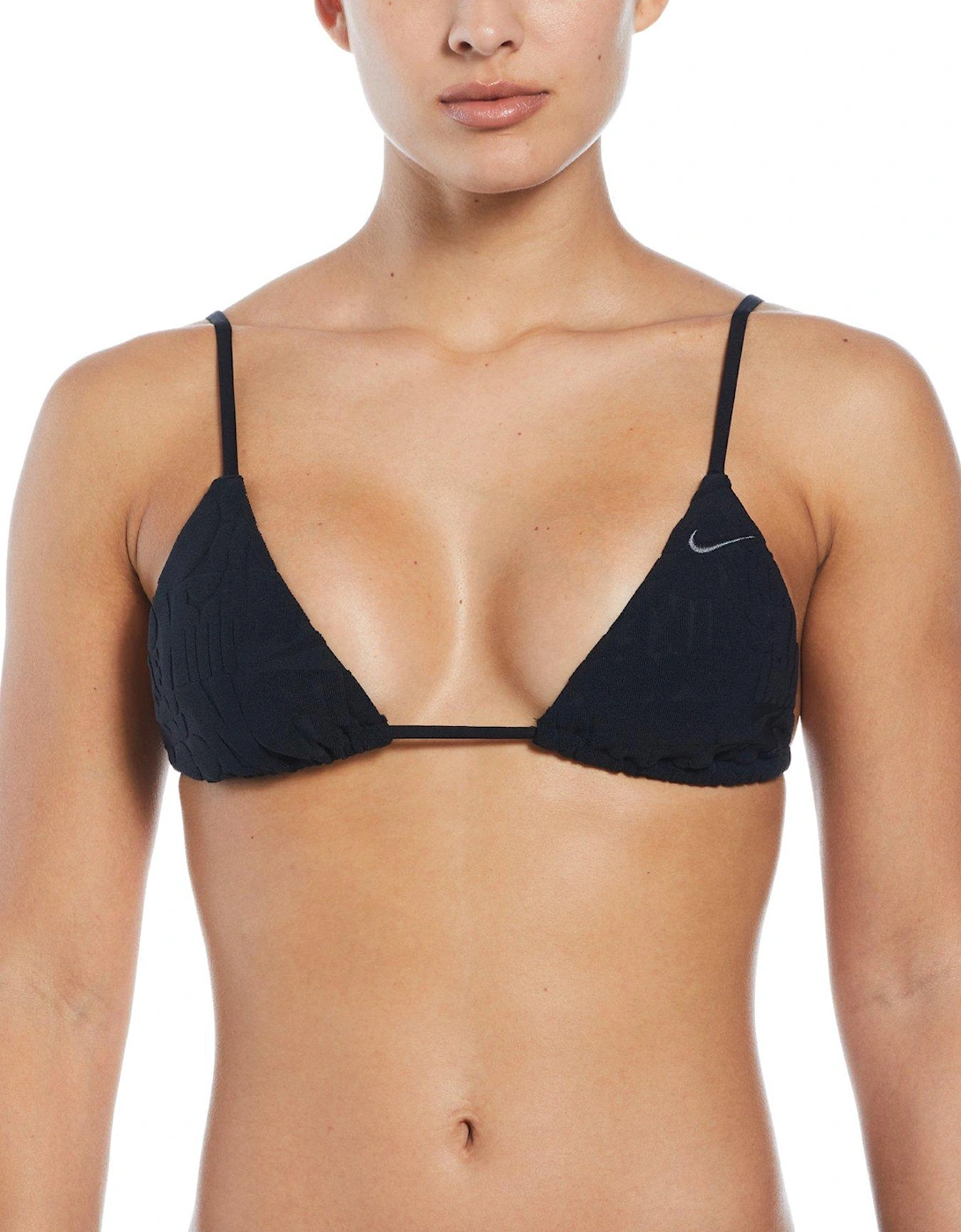 Women's Retro Flow Icon Terry Bikini Top-Black, 2 of 1