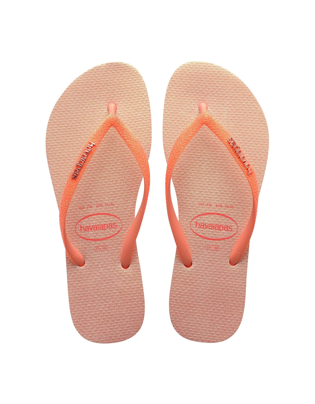 Slim Glitter Iridescent Flip Flops - Orange, 2 of 1