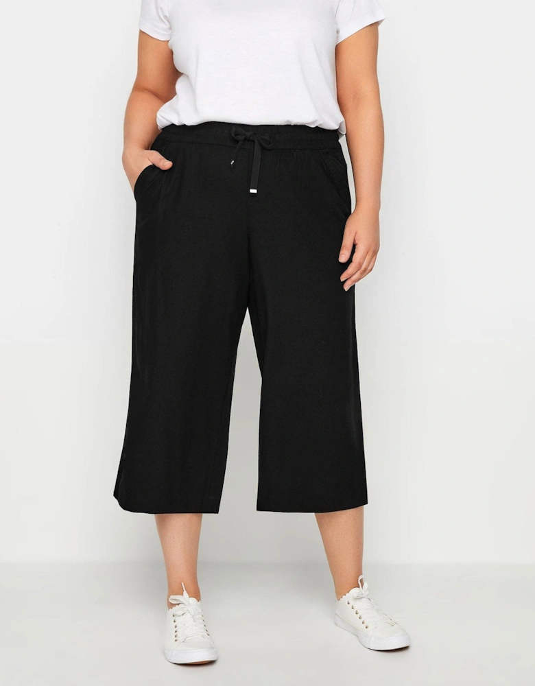 Cropped Wide Leg Trousers - Blue