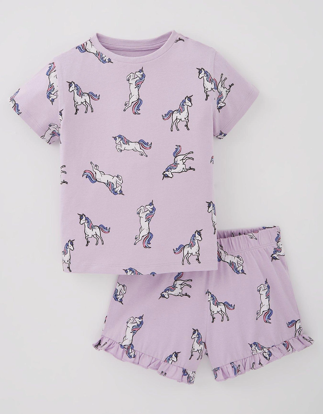 Girls Unicorn Print Shortie Pyjama - Pink, 4 of 3