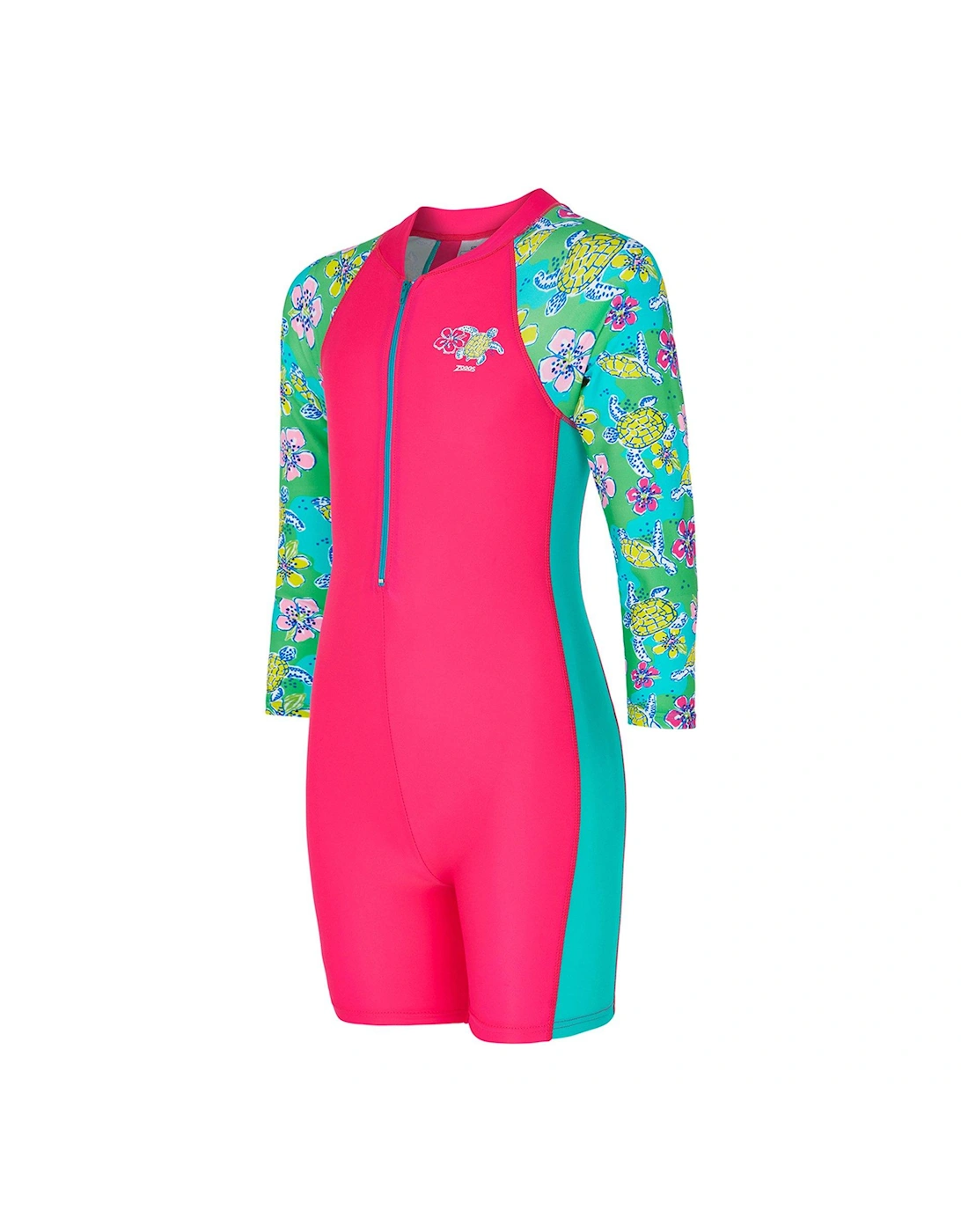 Girls Turtle Long Sleeve All In One Swimsuit - Multi, 2 of 1