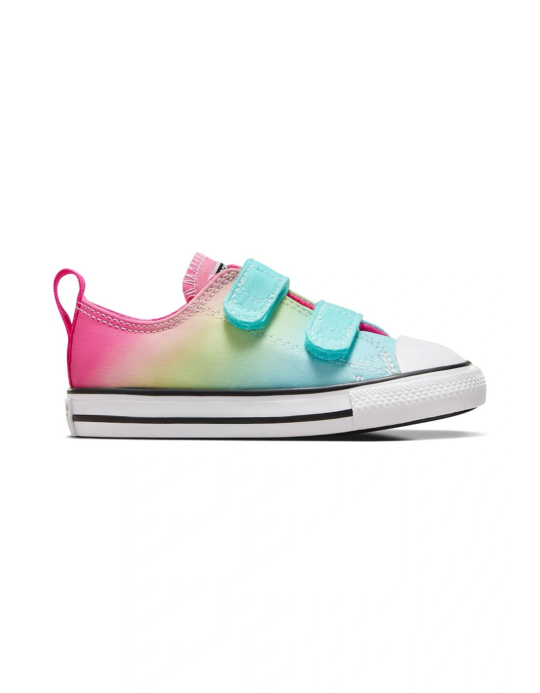 Infant Girls Easy-On Velcro Hyper Brights Ox Trainers - Turquoise/Pink, 2 of 1