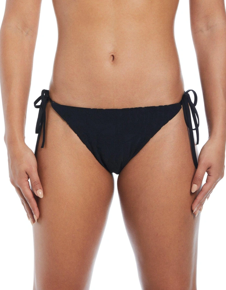 Women's Retro Flow Icon Terry Bikini Bottom-Black