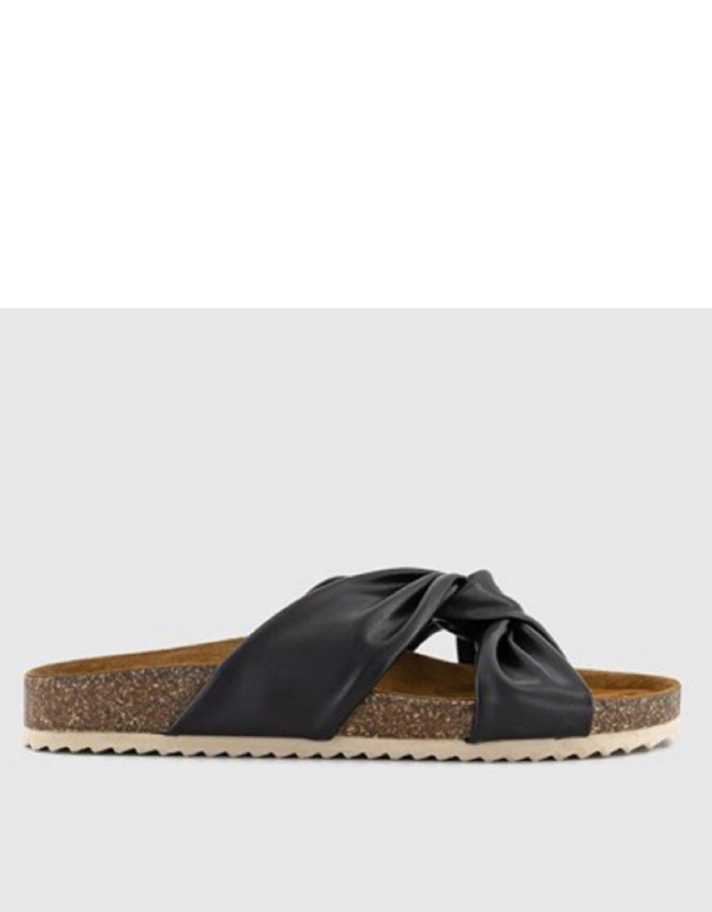 Sustain Soft Knotted Flat Sandal - Black