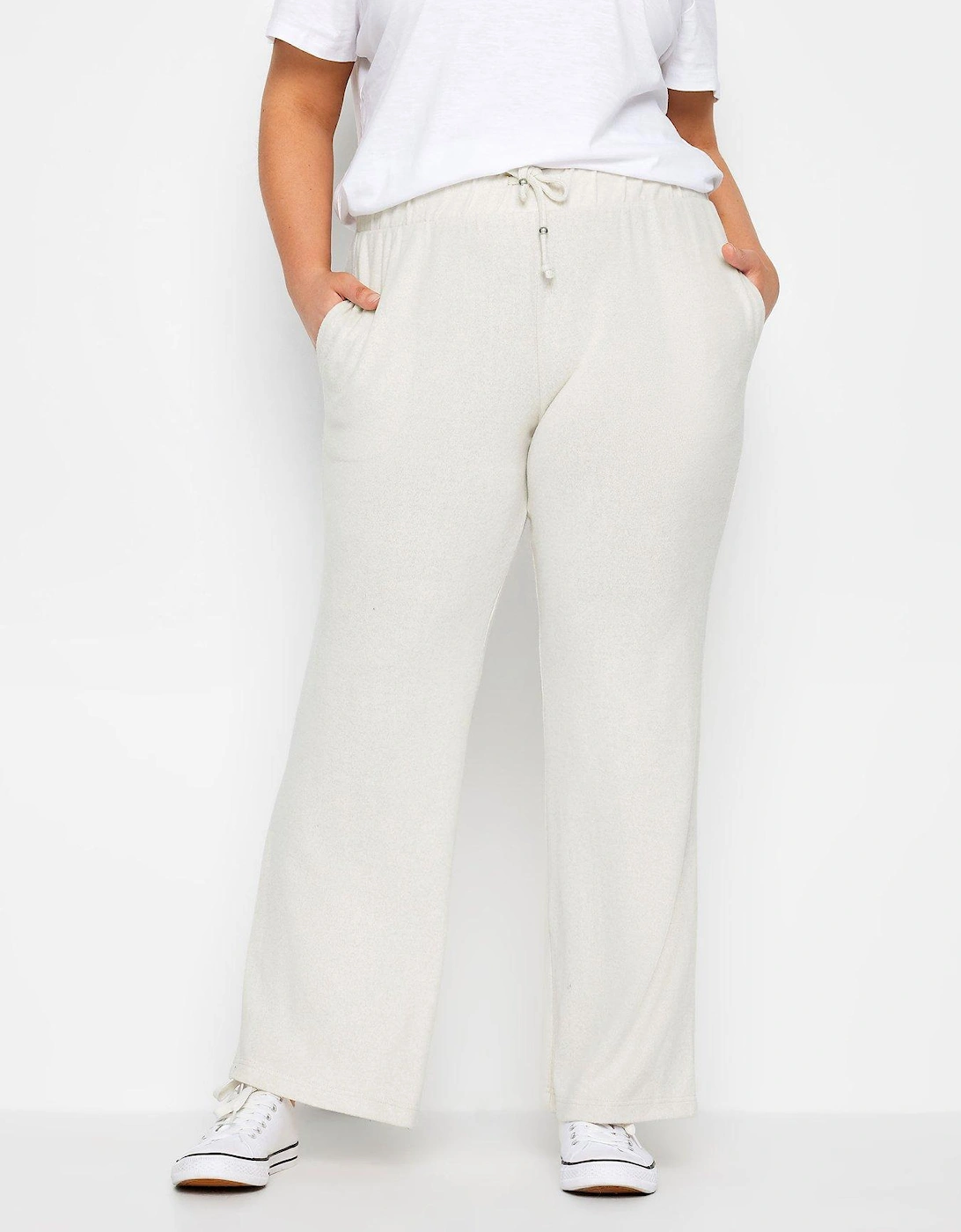 Soft Touch Wide Leg Trouser - Cream, 2 of 1