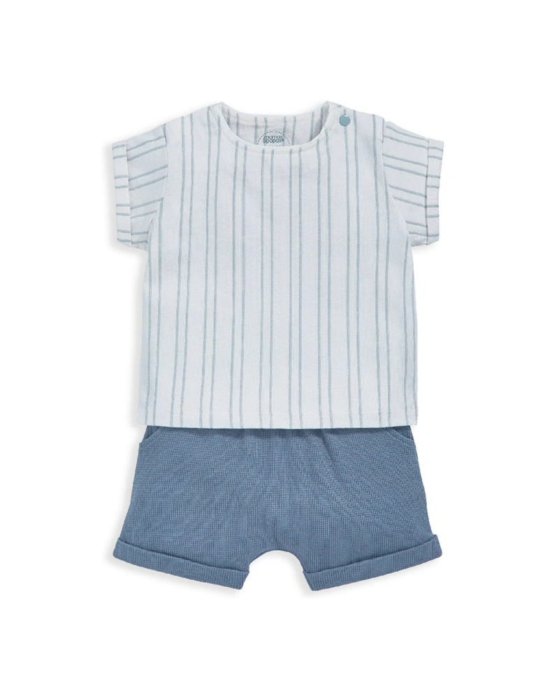 Baby Boys 2 Piece Stripe T-shirt & Shorts Set - Blue
