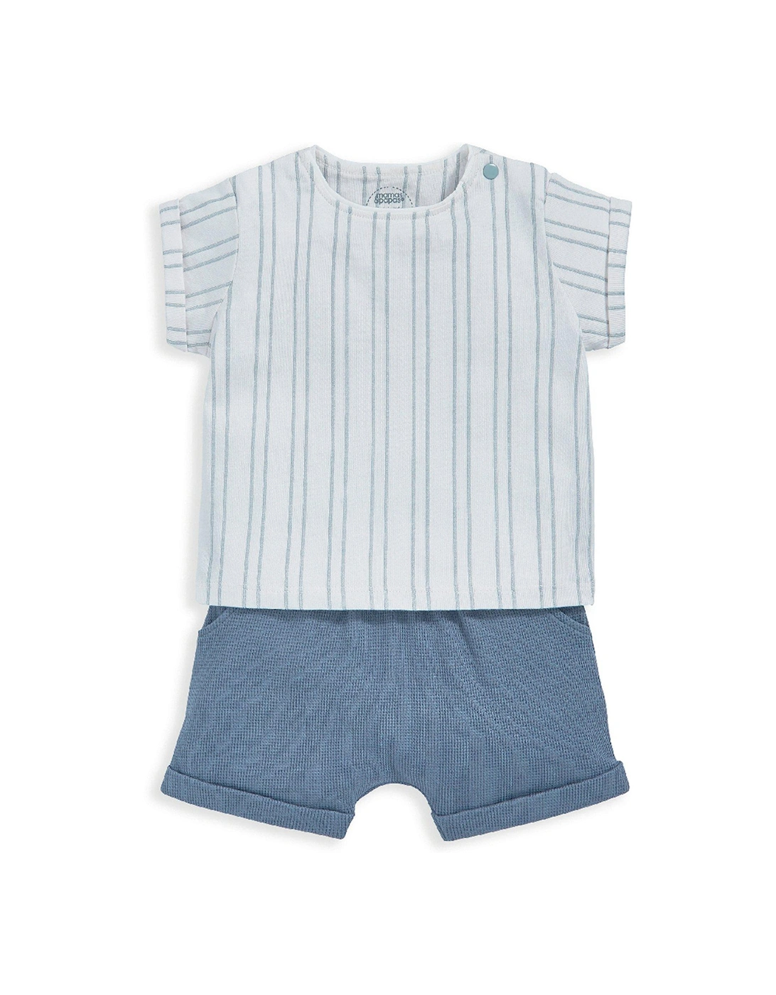 Baby Boys 2 Piece Stripe T-shirt & Shorts Set - Blue, 2 of 1