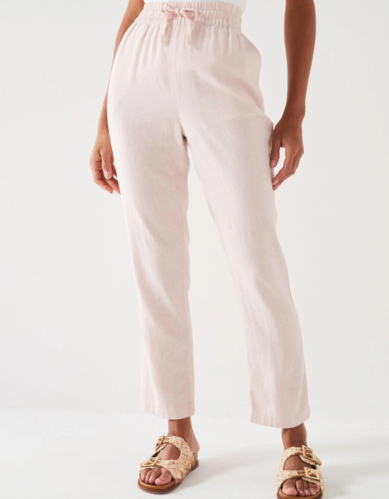 Linen Blend Trousers - Pink