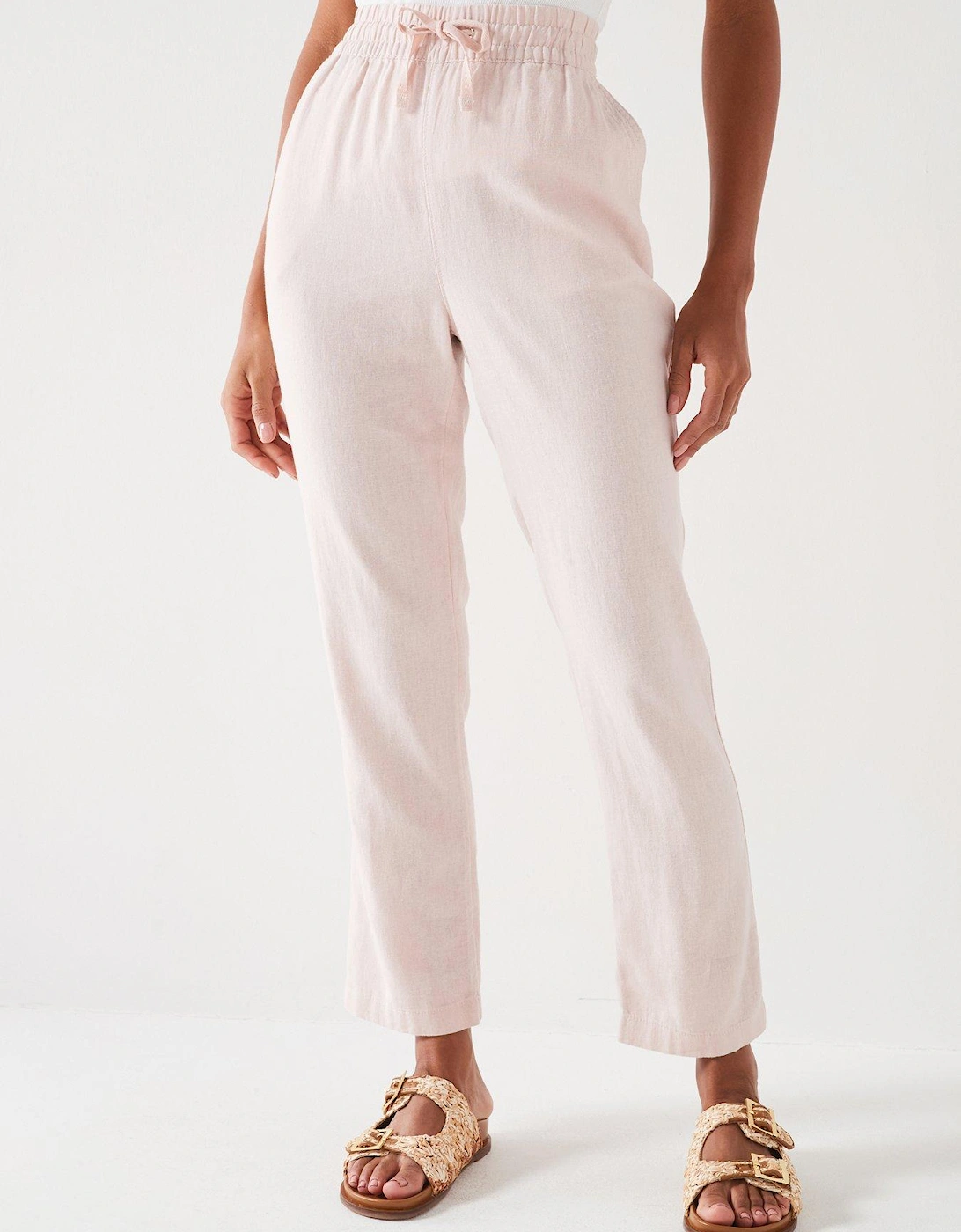 Linen Blend Trousers - Pink, 2 of 1