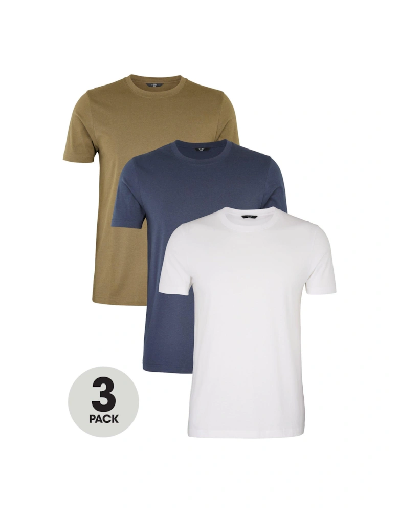 Essentials 3 Pack Crew Neck T-Shirt - Multi