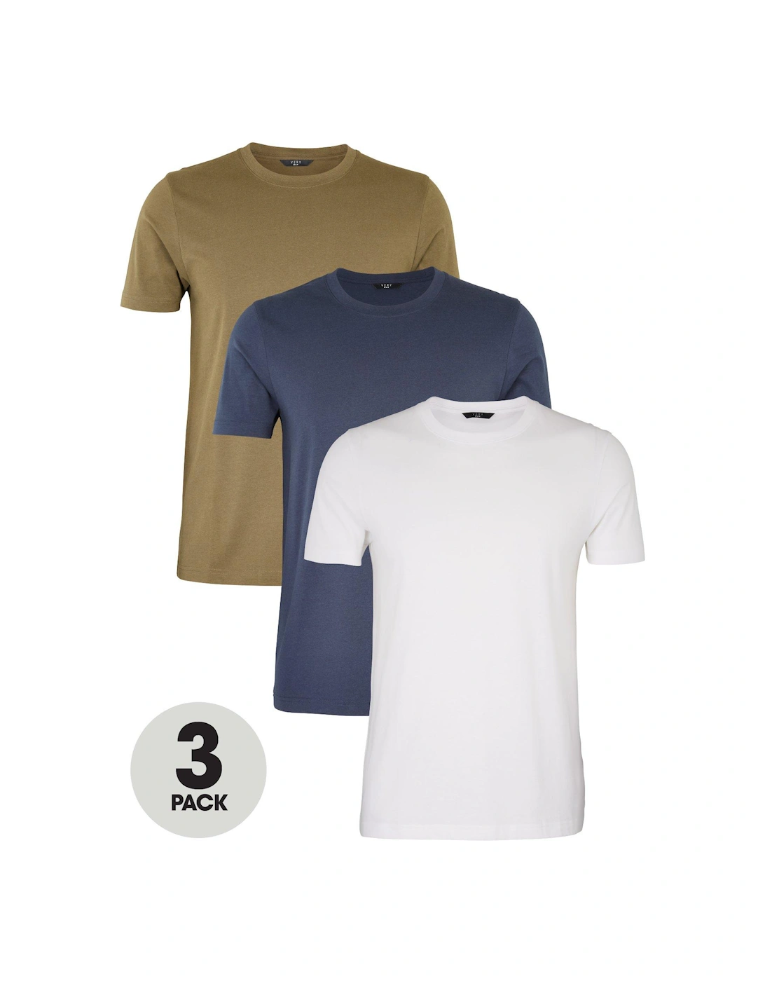 Essentials 3 Pack Crew Neck T-Shirt - Multi, 7 of 6