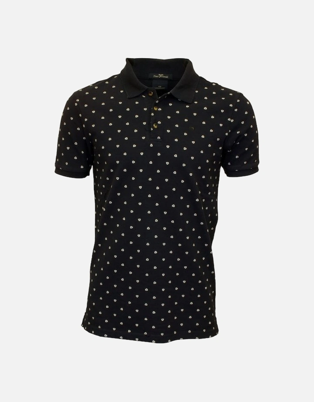 Classic Polo Shirt with All-Over Geo Print, Navy, 4 of 3