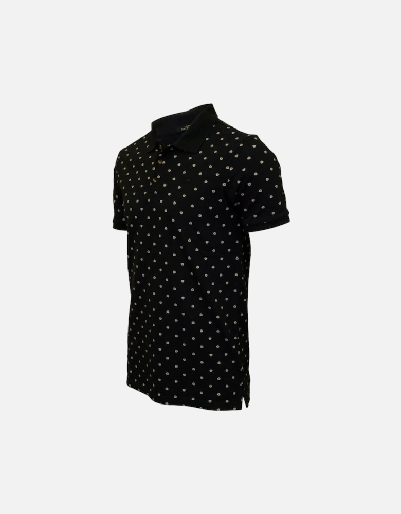 Classic Polo Shirt with All-Over Geo Print, Navy