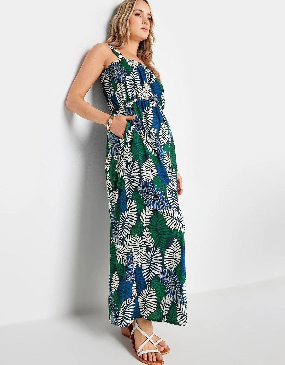 Tall Navy Tropical Strappy Midi Dress, 2 of 1