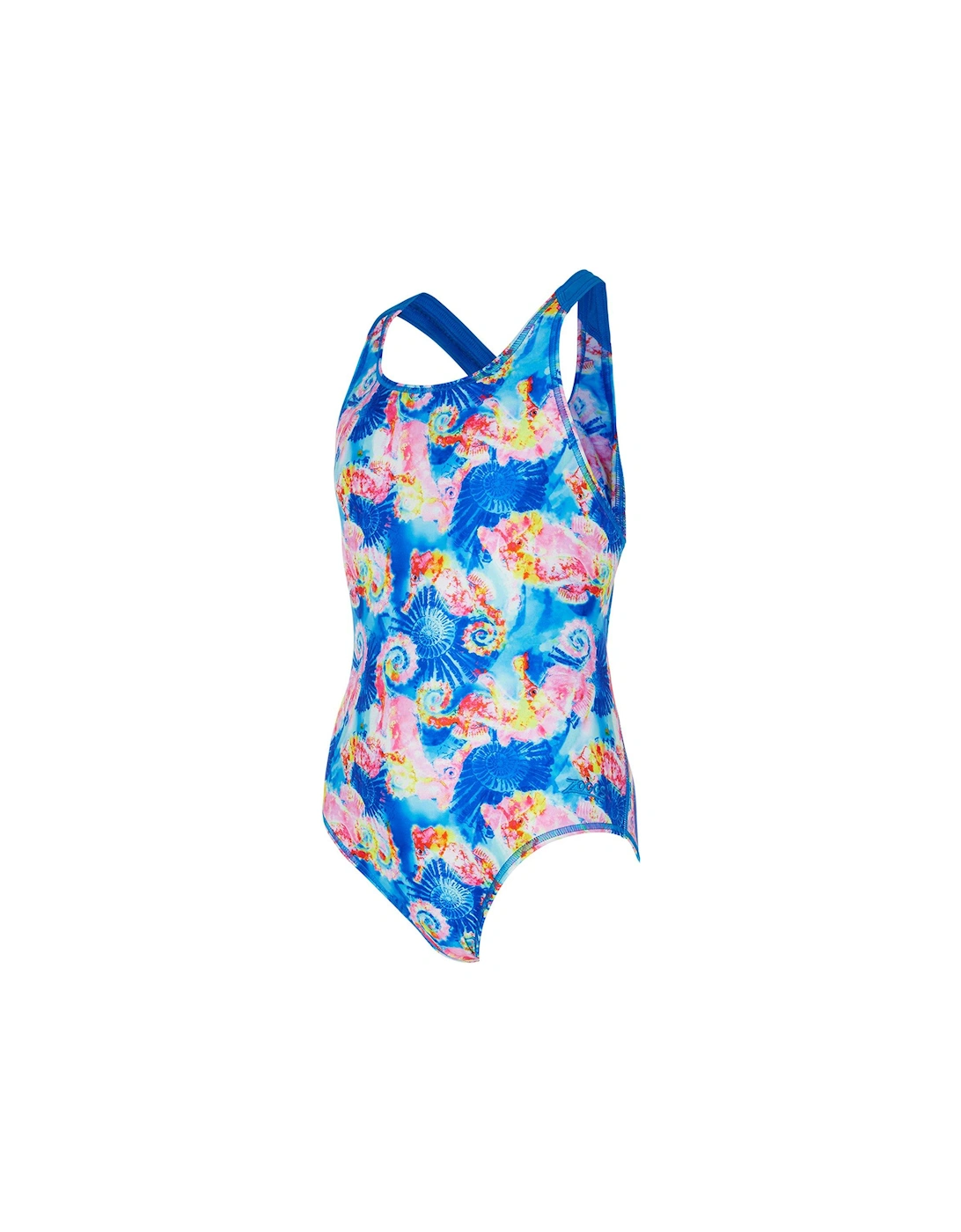 Aqua Pony Flyback Girls Swimsuit-blue, 3 of 2
