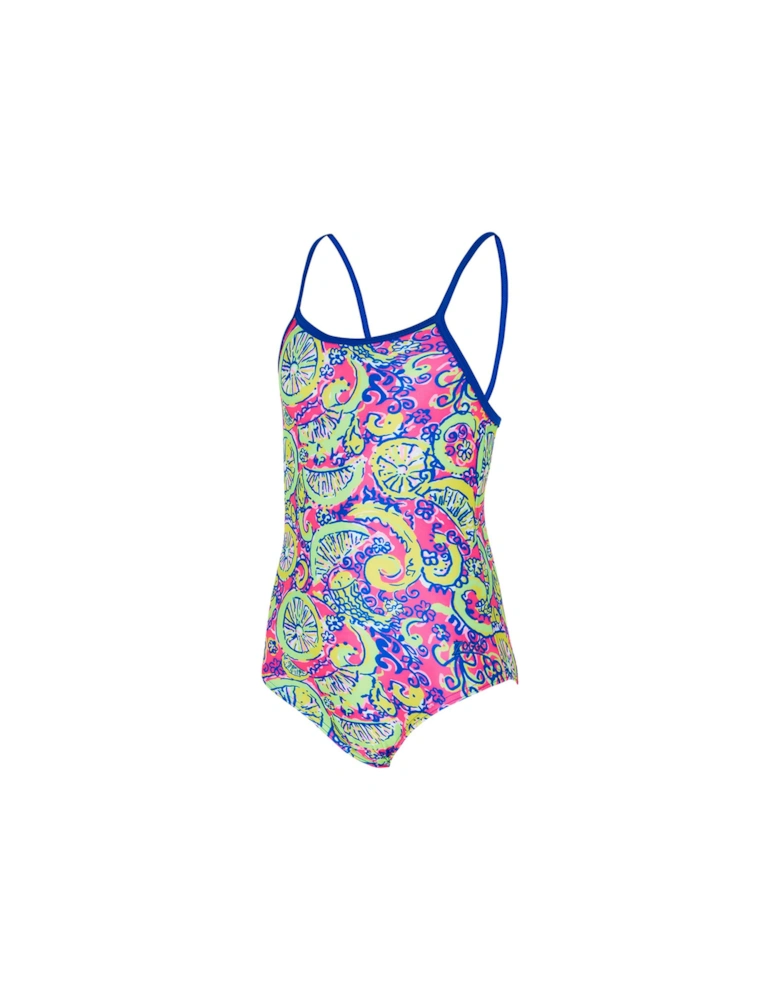 Citrus Print Classicback Girls Swimsuit-green