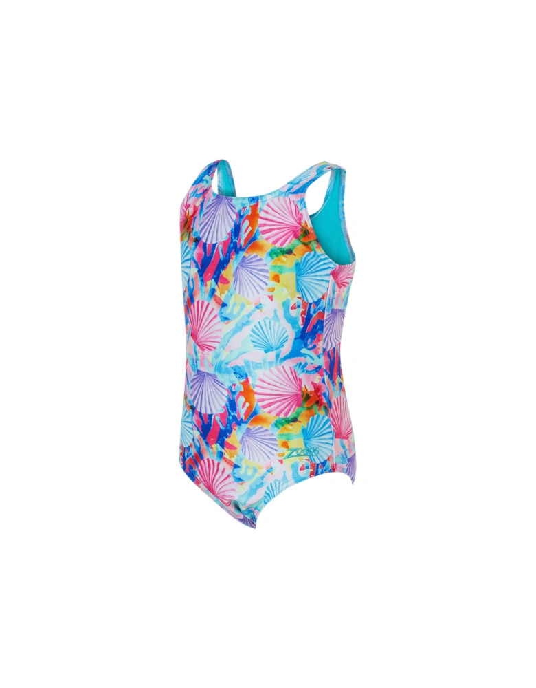 Crazy Clams Scoopback Toddler Girls Swimsuit-multi