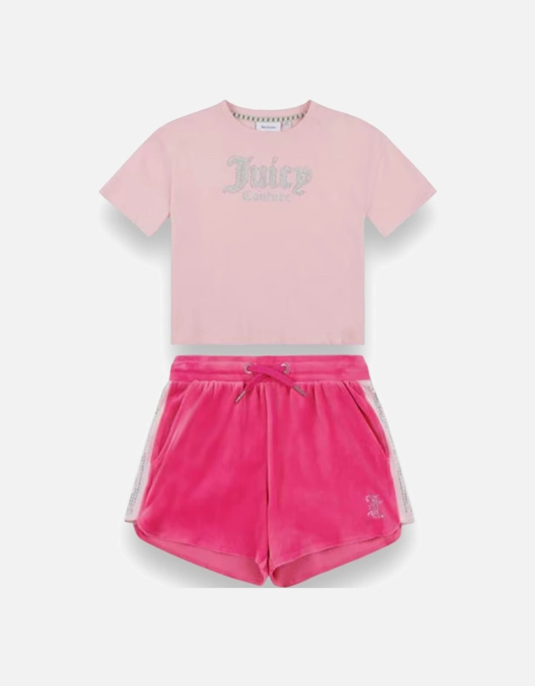 Pink Velour Short Set