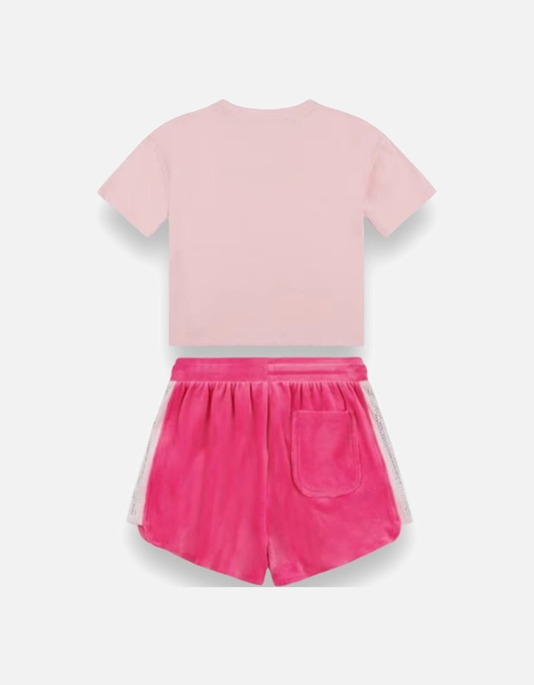 Pink Velour Short Set