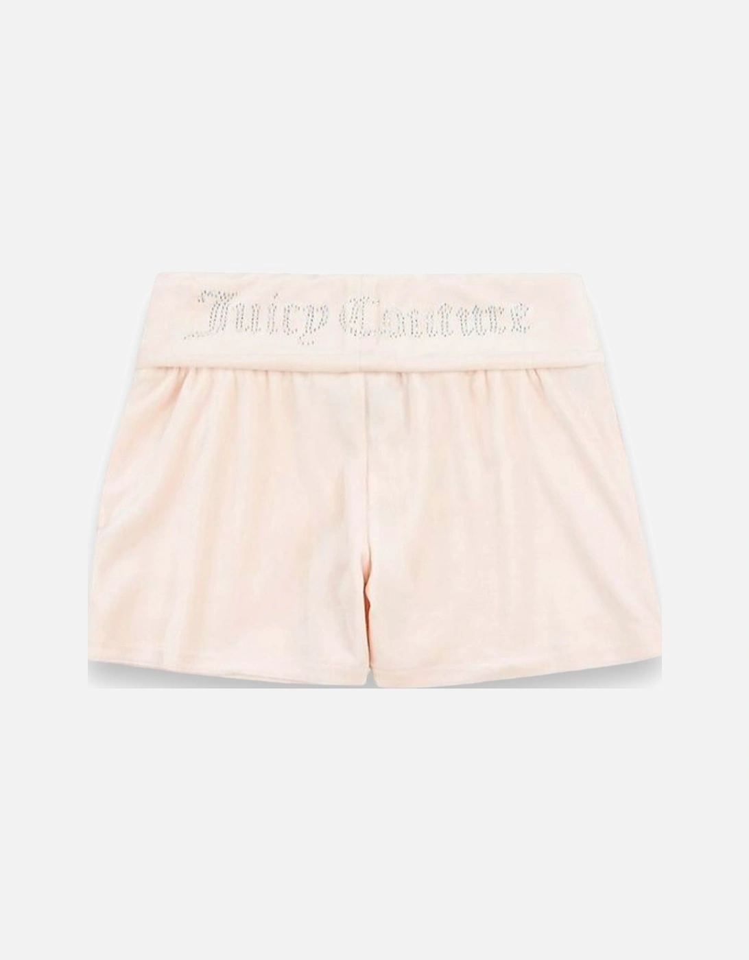 Nude Velour Fold Over Shorts