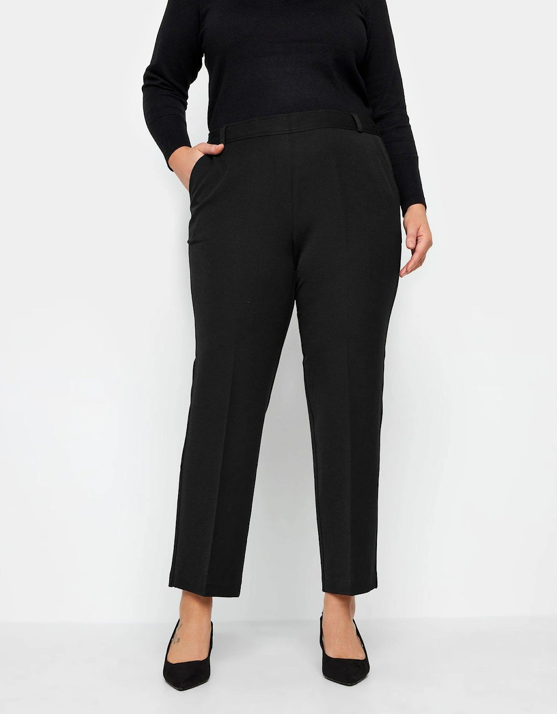 Elasticated Straight Leg Trousers - Black, 2 of 1