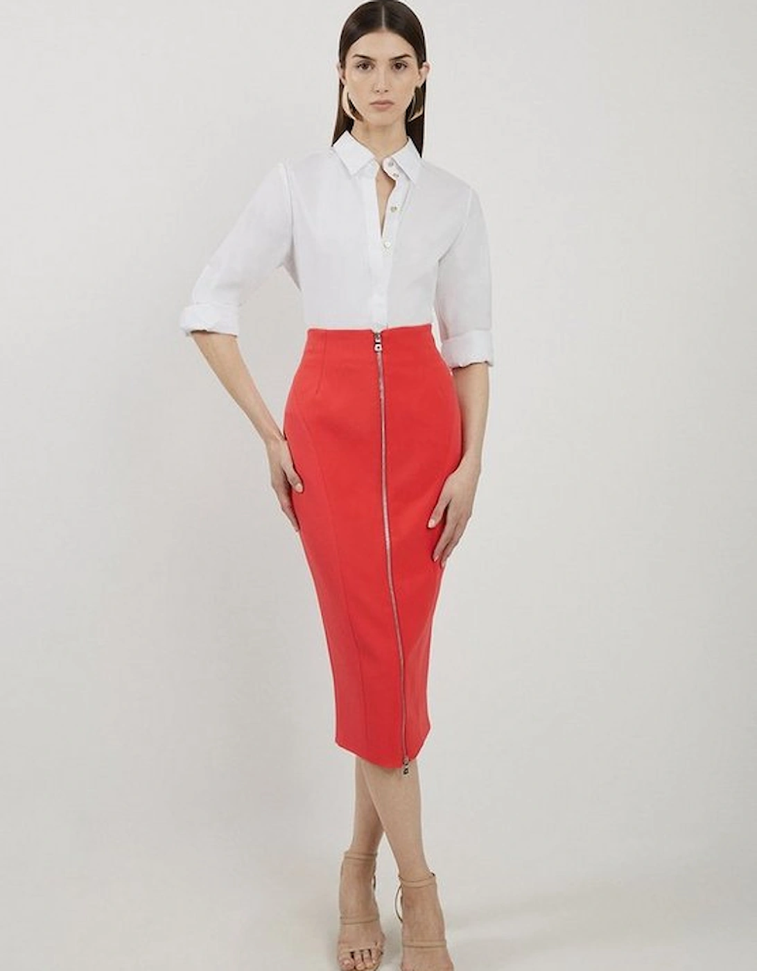 Stretch Crepe Panelled Tailored Midaxi Skirt, 5 of 4